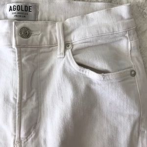 AGOLDE white distressed skinny jeans